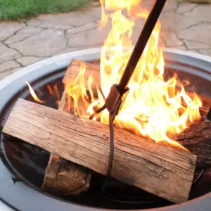 Sunnydaze Indoor/Outdoor Fireplace or Fire Pit Heavy-Duty Steel Spring Lever Firewood Log Grabber Tool - 36