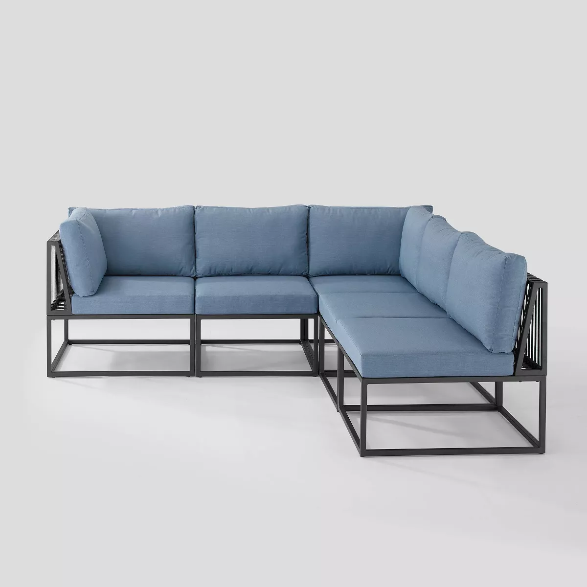 5pc Outdoor Cord Modular Sectional - Blue - Saracina Home