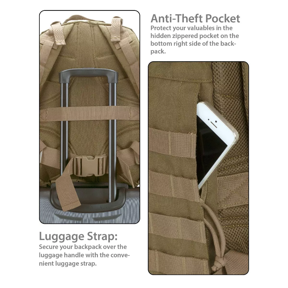 Rockland 20'' Military Tactical Laptop Backpack - Tan