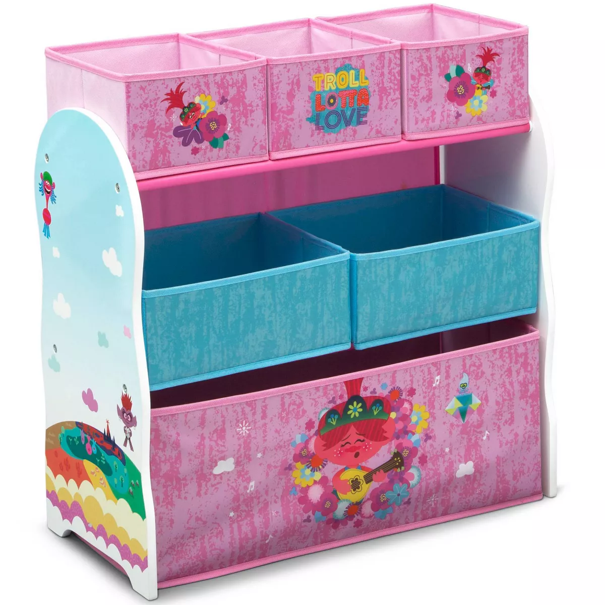 Trolls World Tour Design and Store 6 Bin Toy Organizer - Delta Children