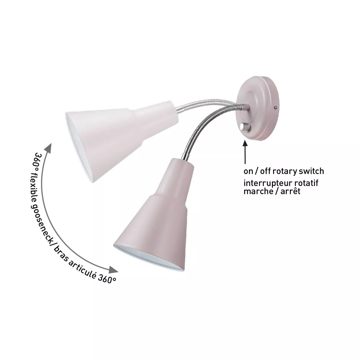 Sophie 1-Light Plug-In or Hard Wire Wall Sconce Matte Rose - Globe Electric