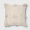 Euro Woven Textured Decorative Throw Pillow With Tassels Cream/Neutral - Opalhouse™