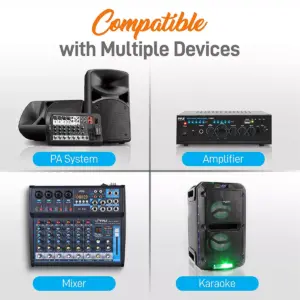 Pyle PDWM1988B Compact Wireless Portable PA Microphone Receiver Base System with Belt Pack Transmitter, Lavalier and Headset Microphones, Black
