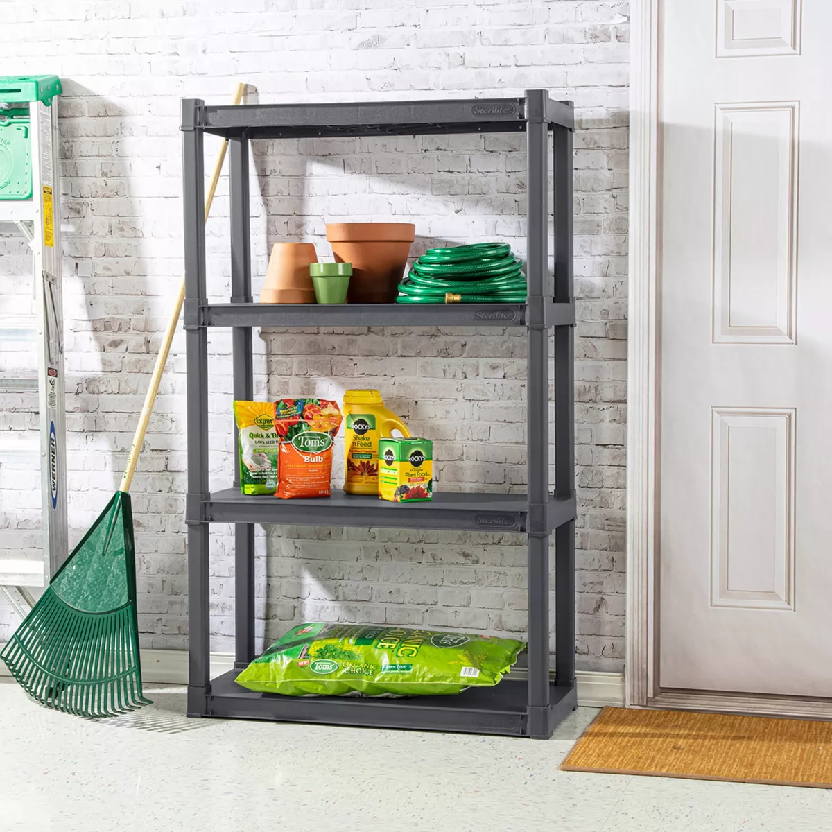 Sterilite 4-Shelf Storage Unit Gray