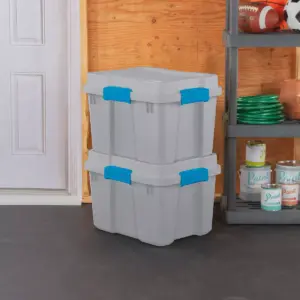 Sterilite 20gal Gasket Tote Gray with Blue Latches