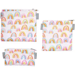 Juvale 5 Pack Resealable Plastic Bags, Colorful Rainbow Reusable Snack Bags with Zipper (3 Sizes)