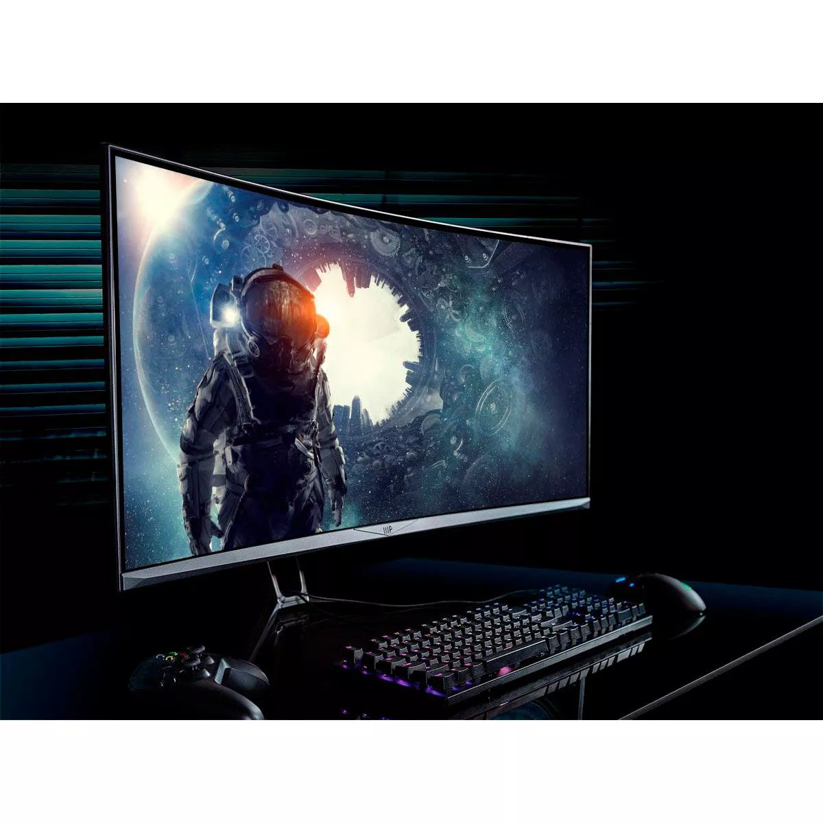 Monoprice 35in Zero-G Curved Ultrawide Gaming Monitor - 21:9, 1800R, UWQHD, 3440x1440p, 100Hz (120Hz OC), 4ms, AMD FreeSync, HDMI, DisplayPort, VA