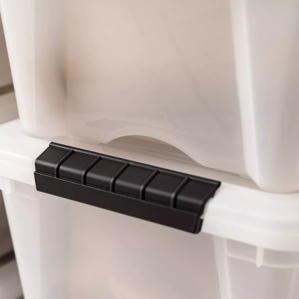 IRIS 8pk 12qt Stack and Pull Storage Bin Latching Pearl