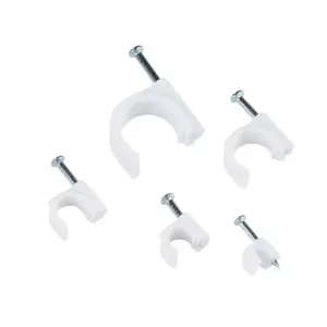 Juvale 500-Count Round Cable Clips in 5 Sizes, 4mm, 6mm, 8mm, 10mm, 14mm Steel Nail-in Wire Clip Fastener for RG6, CAT6, RJ45 Ethernet Cord