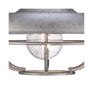 Franklin Iron Works Farmhouse Outdoor Barn Light Fixture Galvanized Steel Open Cage 9