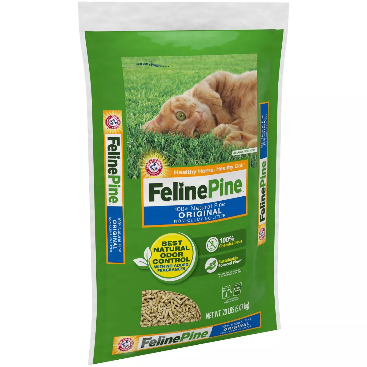 Feline Pine 100% Natural Pine, Odor Control, Non-Clumping Cat Litter - 20lbs