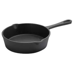 Gibson Home Campton 5.3 Inch Mini Round Cast Iron Frying Pan with Wooden Base
