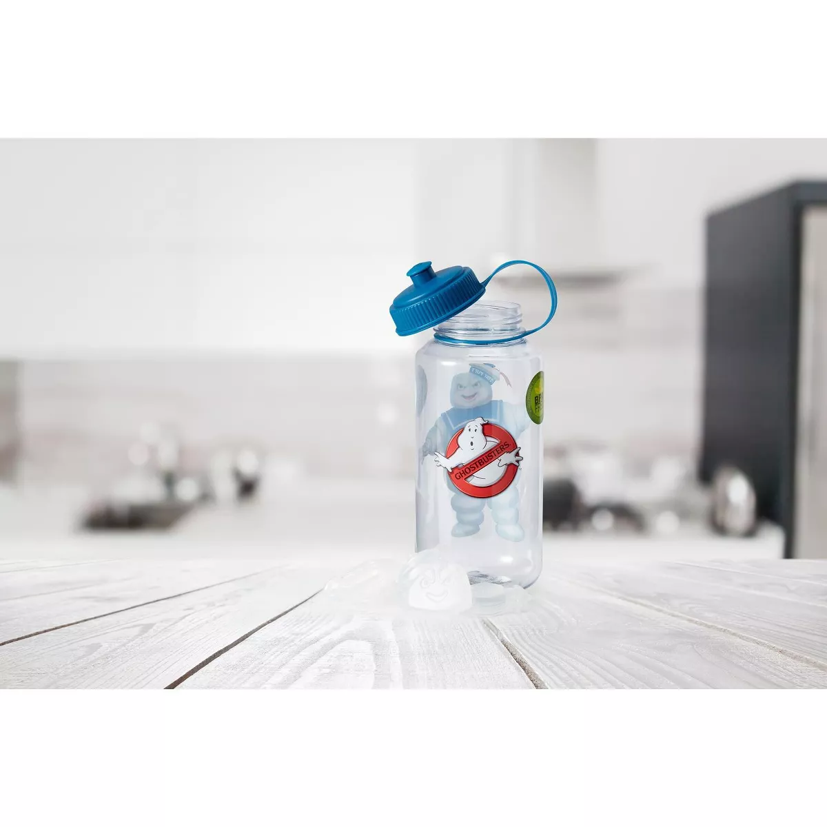 Just Funky Ghostbusters Stay Puft 32oz Plastic Water Bottle w/ Ice Cube Molds