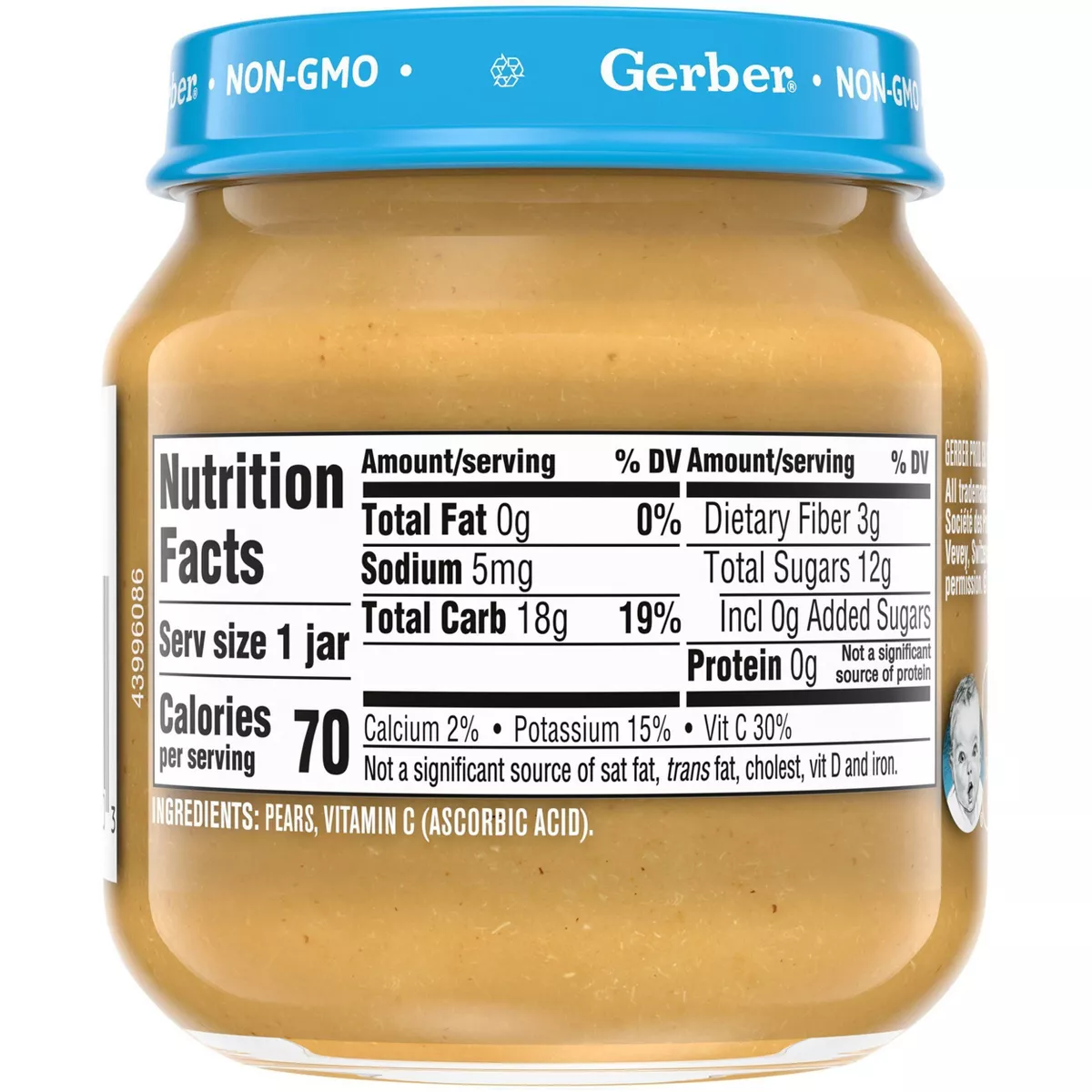 Gerber 1st Food Natural Glass Pear Baby Meals - 4oz
