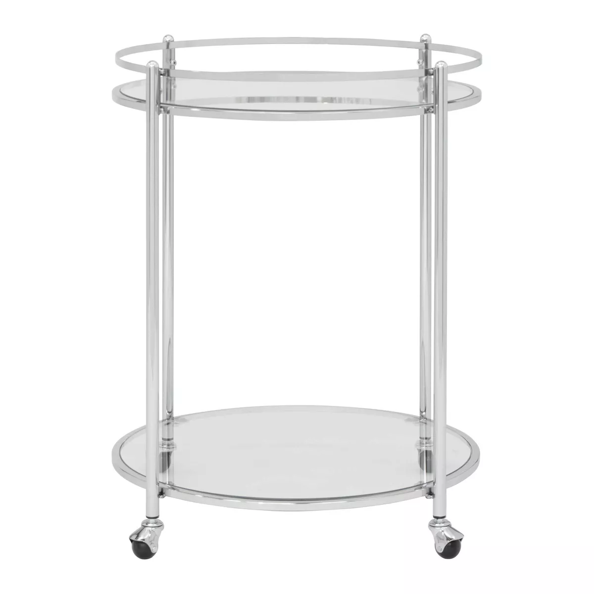 Veranda Round Bar Cart with Clear Glass Chrome - Studio Designs Home