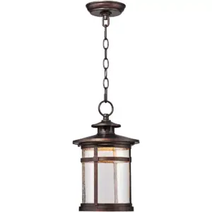 Franklin Iron Works Rustic Outdoor Ceiling Light Hanging Lantern LED Bronze 13 1/2