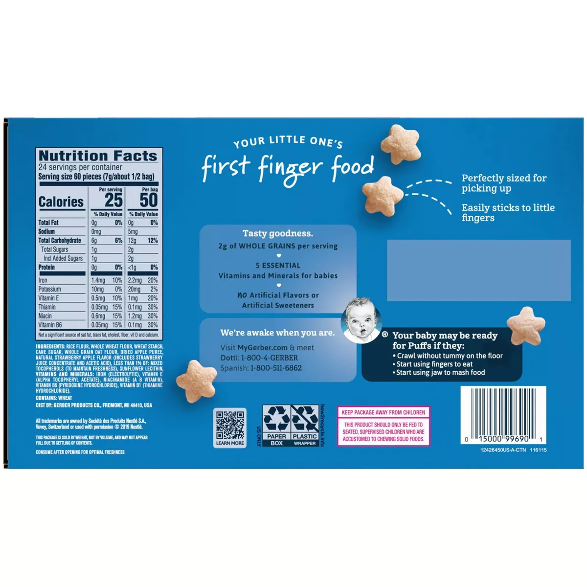 Gerber Puffs Strawberry Apple Baby Snacks - 12ct/0.5oz Each