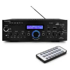 Pyle Home PDA5BU High Performance Powerful 200 Watt AM/FM Radio AUX/USB Input CD/DVD Player Wireless Bluetooth Home Stereo Amplifier System (2 Pack)
