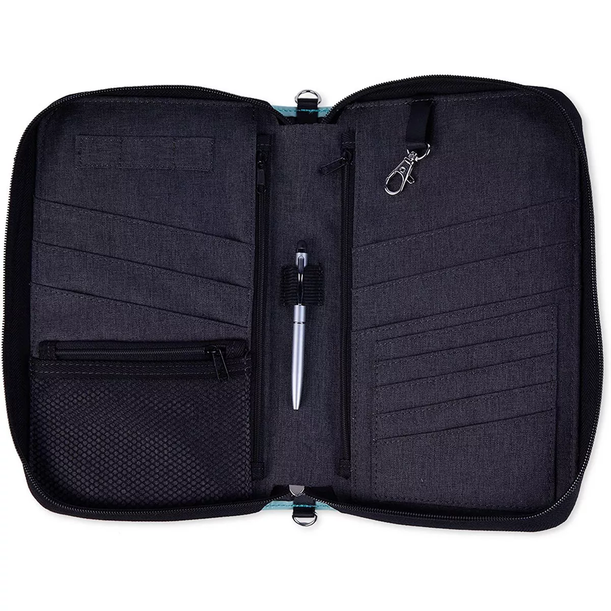 Juvale 4 Pack Mint RFID Family Passport Holder, Travel Wallet with Pen and Straps (10.3 x 6.3 in)