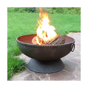 Sunnydaze Outdoor Camping or Backyard Large Fire Pit Bowl with Spark Screen, Log Poker, and Metal Wood Grate - 30