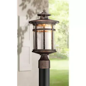 Franklin Iron Works Mission Post Light Fixture LED Bronze 15 1/2