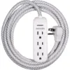 Philips 3-Outlet Surge Protector with 8ft Braided Extension Cord, Gray, White