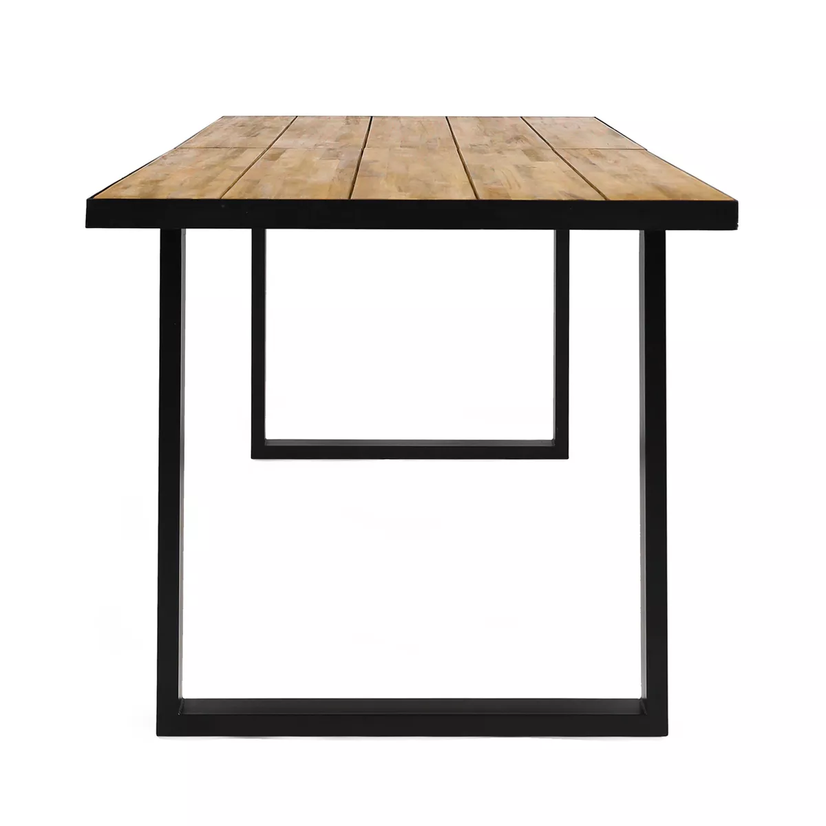 Kyston Rectangle Acacia & Iron Dining Table - Black/Teak - Christopher Knight Home