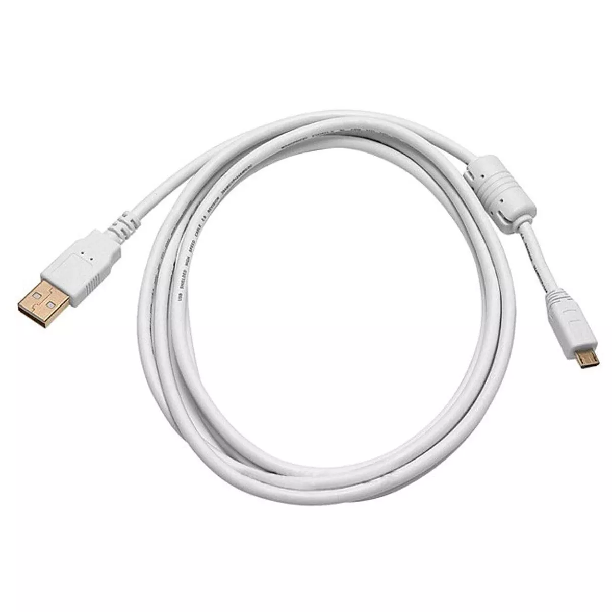 Monoprice USB 2.0 Cable - 6 Feet - White | USB Type-A Male to USB Micro-B Male 5-Pin, 28/24AWG, Gold Plated