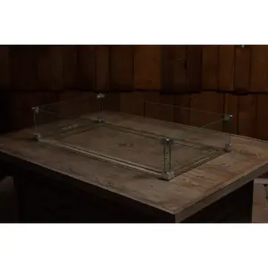 Tempered Glass Wind Guard for Rectangle LPG Fire Pit - Fire Sense