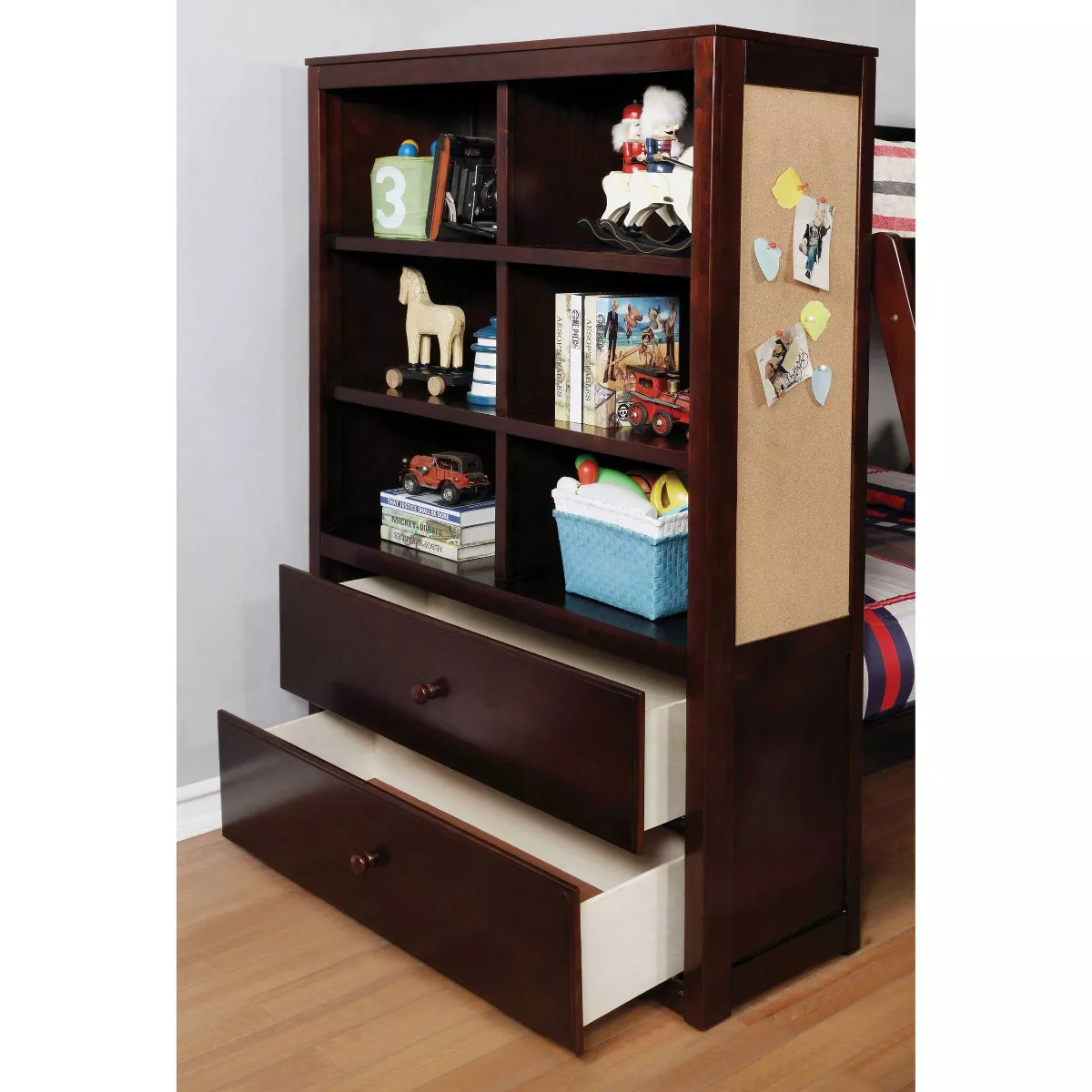 Twin Over Twin Kids' Emma Bunk Bed Dark Walnut - ioHOMES