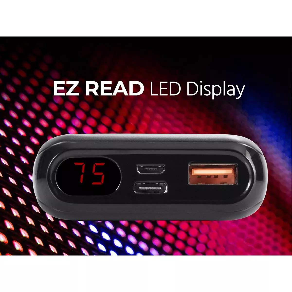 Monoprice EZ Read USB Power Bank - Black, 20,000mAh, 2-Port Up to 18W PD (3A) Output For iPhone, Android, and Galaxy Devices - Obsidian Speed Plus