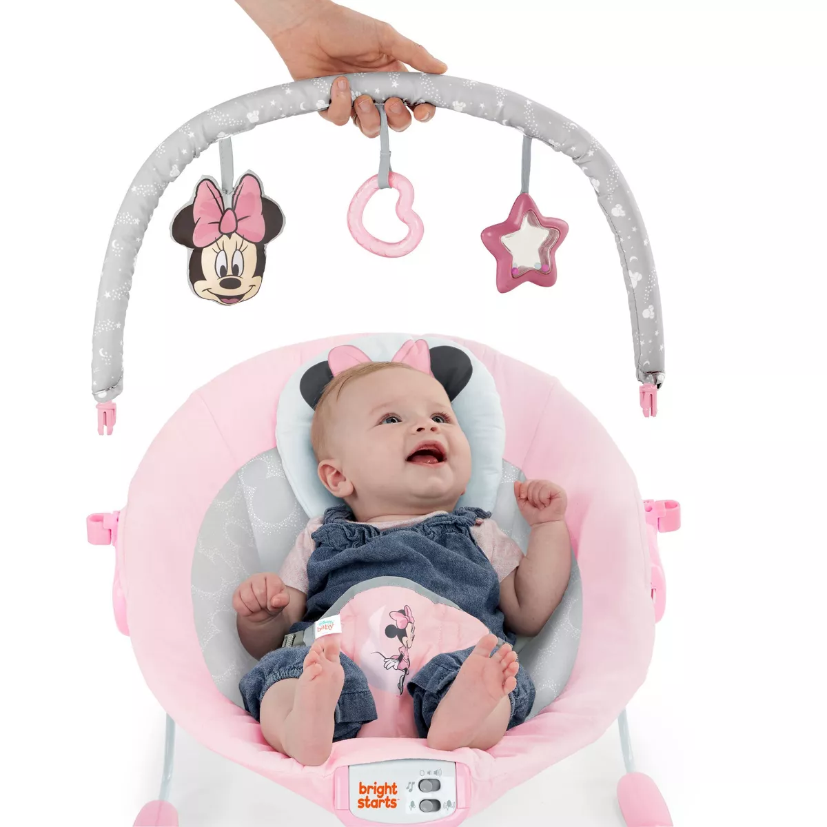 Bright Starts Minnie Mouse Rosy Skies Cradling Baby Bouncer - Pink
