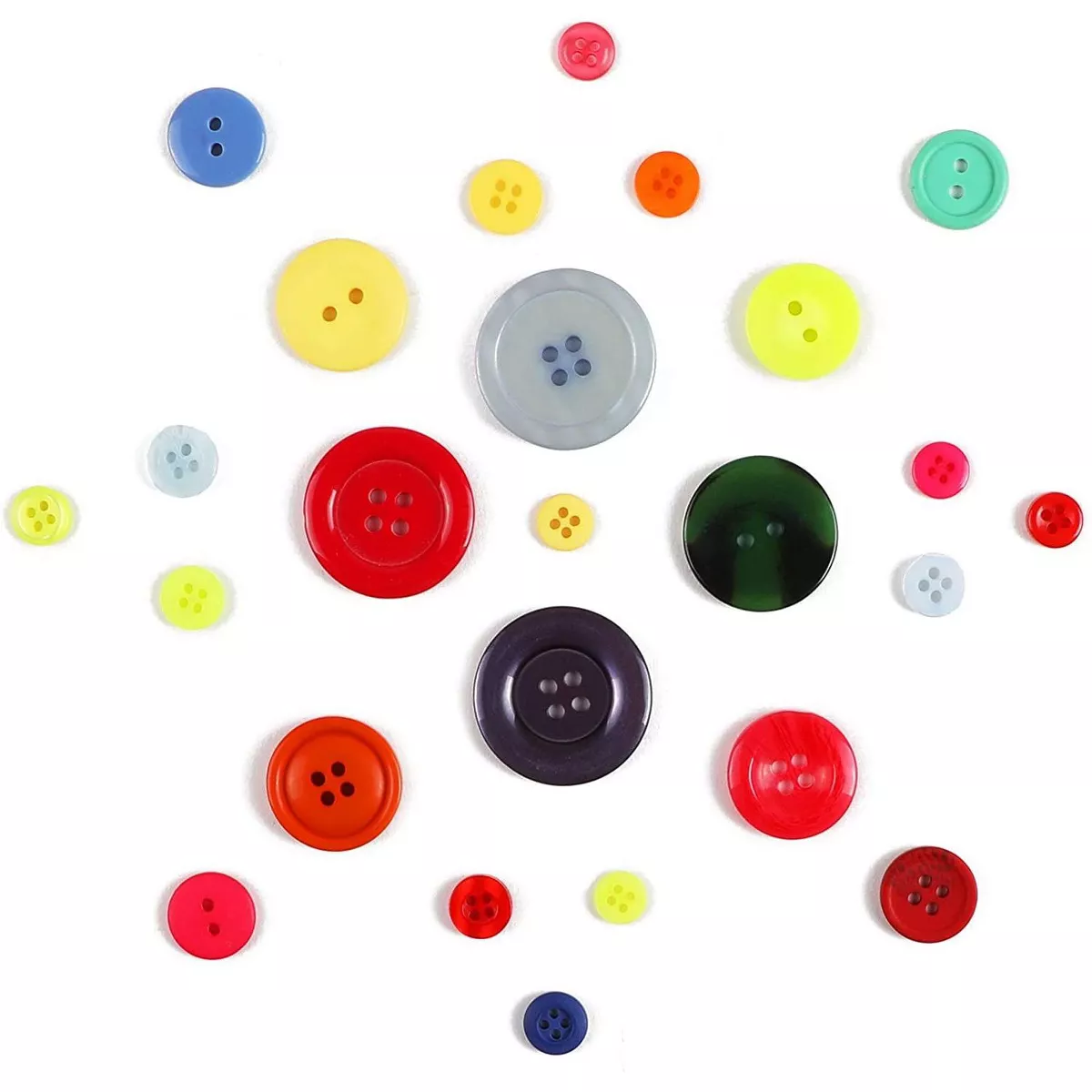 800 Pieces Round Rainbow Flatback Colorful Craft Resin Buttons 0.6-3cm with 4 Holes for DIY Crafts, Sewing and Scrapbooking
