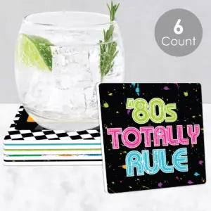Big Dot of Happiness 80's Retro - Funny Totally 1980s Party Decorations - Drink Coasters - Set of 6