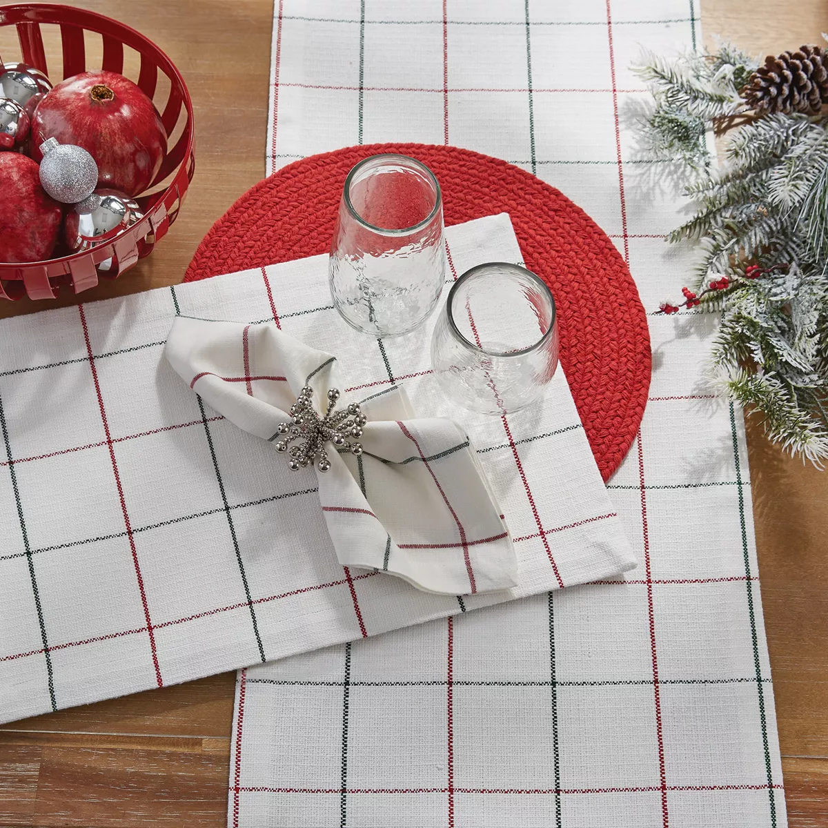 Split P Christmas Windowpane Table Runner - 72