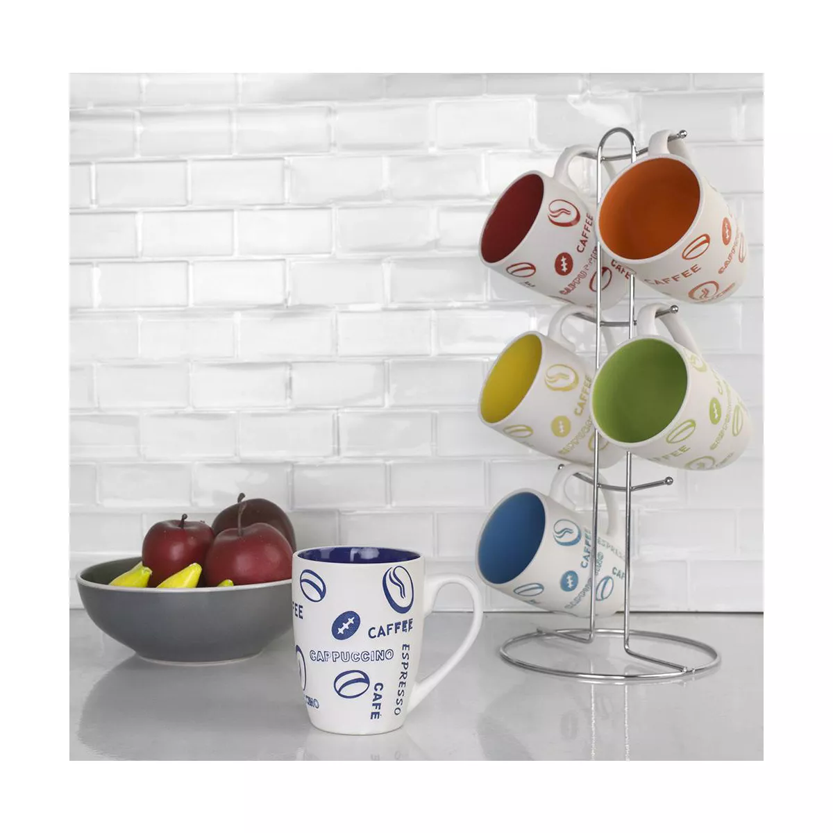 Home Basics 6 Piece Mug Set with Stand