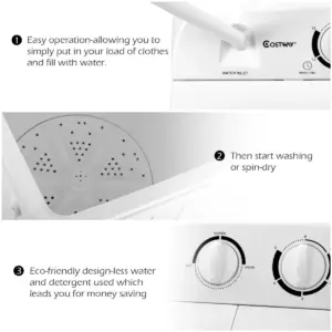 Costway Portable Mini Compact Twin Tub 17.6lb Washing Machine Washer Spin Dryer