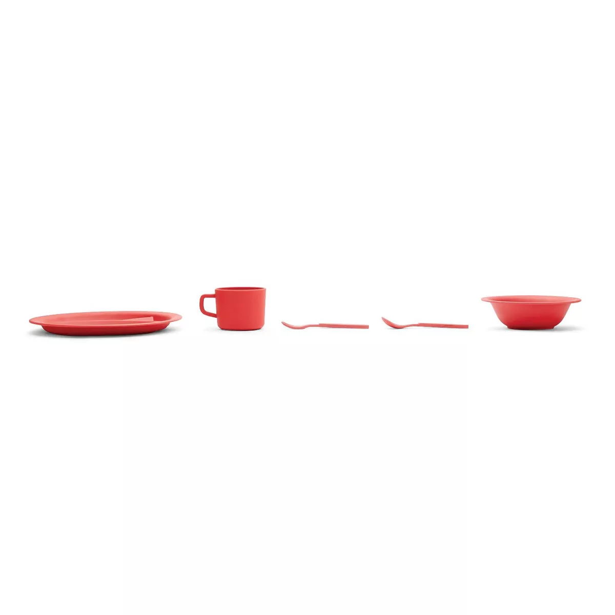 5pc Bamboo Fiber Kids Dinnerware Set Red - Red Rover