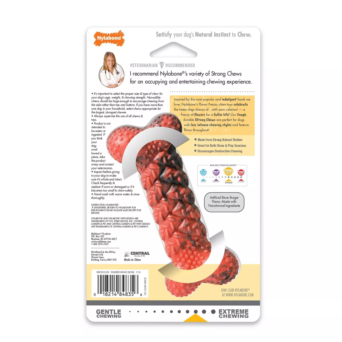 Nylabone Rubber Braid Dog Bone - S