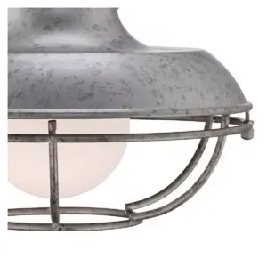 Franklin Iron Works Farmhouse Barn Light Fixture Galvanized Steel Open Cage 13