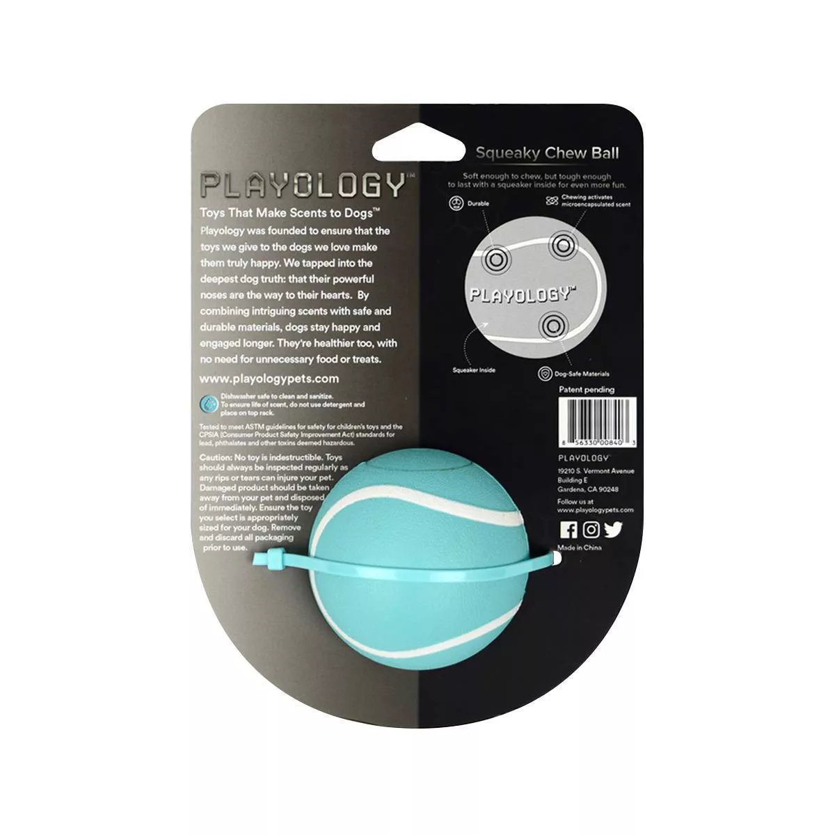 Playology Peanut Butter Scent Chew Ball Dog Toy - Blue - M