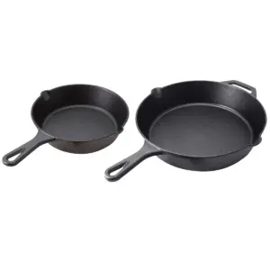 Cuisinel C12608-10 8 Inch and 10 Inch Pre Seasoned Cast Iron Skillet Frying Pan Cookware Set for Indoor and Outdoor Cooking with Handle Covers