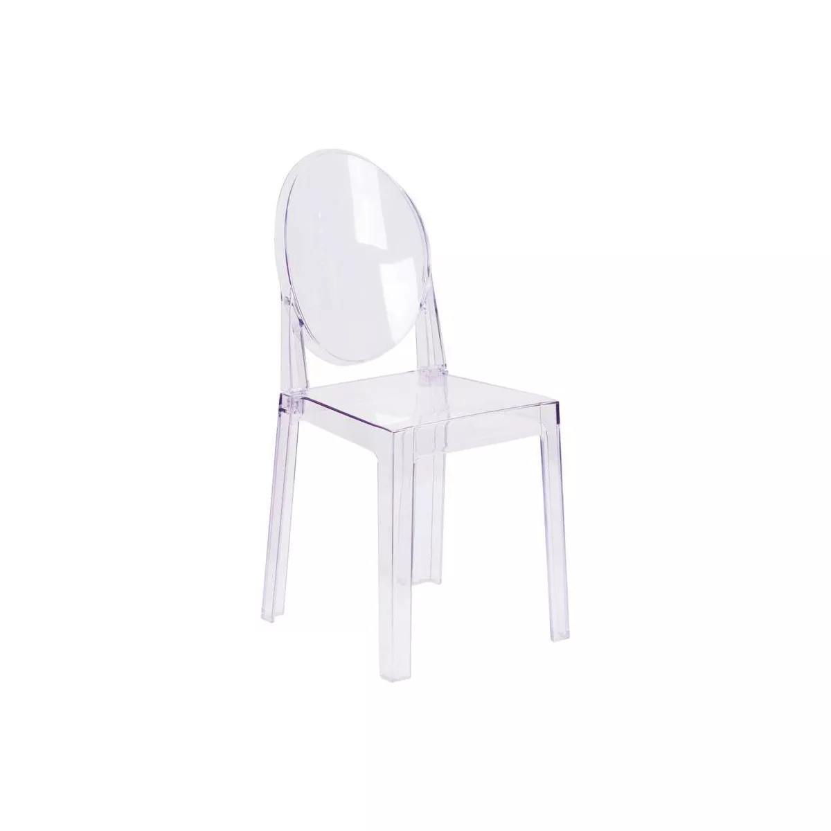 Riverstone Furniture Collection Leather Oval Back Ghost Chair Transparent Crystal