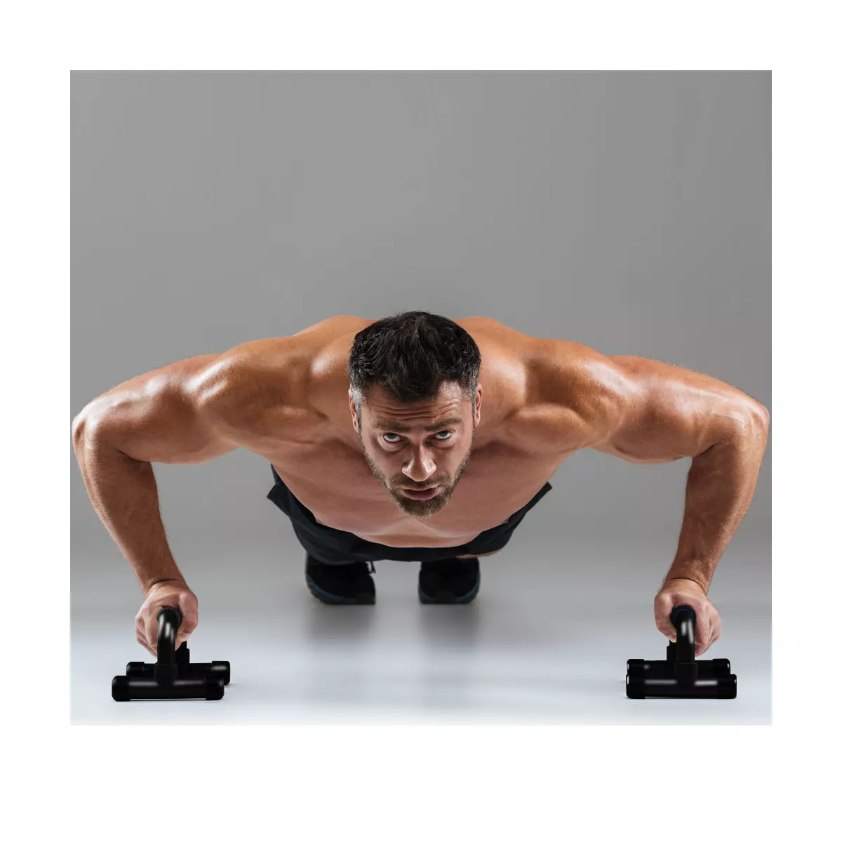 Holahatha Easily Portable Compact Non Slipping Exercise Fitness Strength Building PVC Constructed Workout Push Up Wide Handle Bars