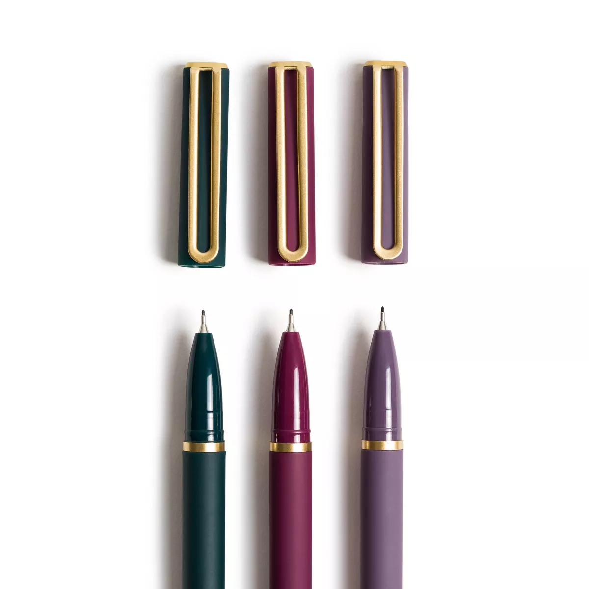 6pk Felt Tip Pens Soft Touch Catalina Emerald/Maroon/Purple Black Ink - U Brands