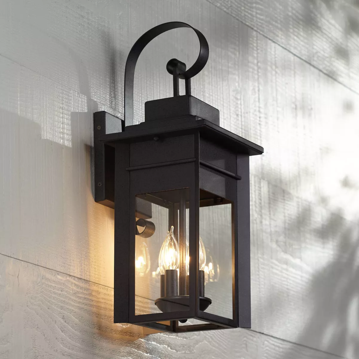 Franklin Iron Works Traditional Outdoor Wall Light Fixture Black Specked Gray Carriage 21