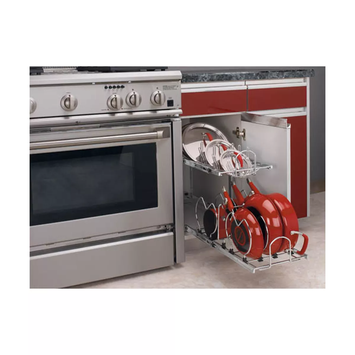 Rev-A-Shelf 5CW2-1222-CR 12-Inch 2-Tier Pots and Pans Cookware Cabinet Organizer