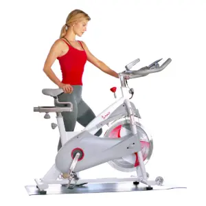 Sunny Health & Fitness Magnetic Belt Drive Premium Indoor Cycling Bike - White