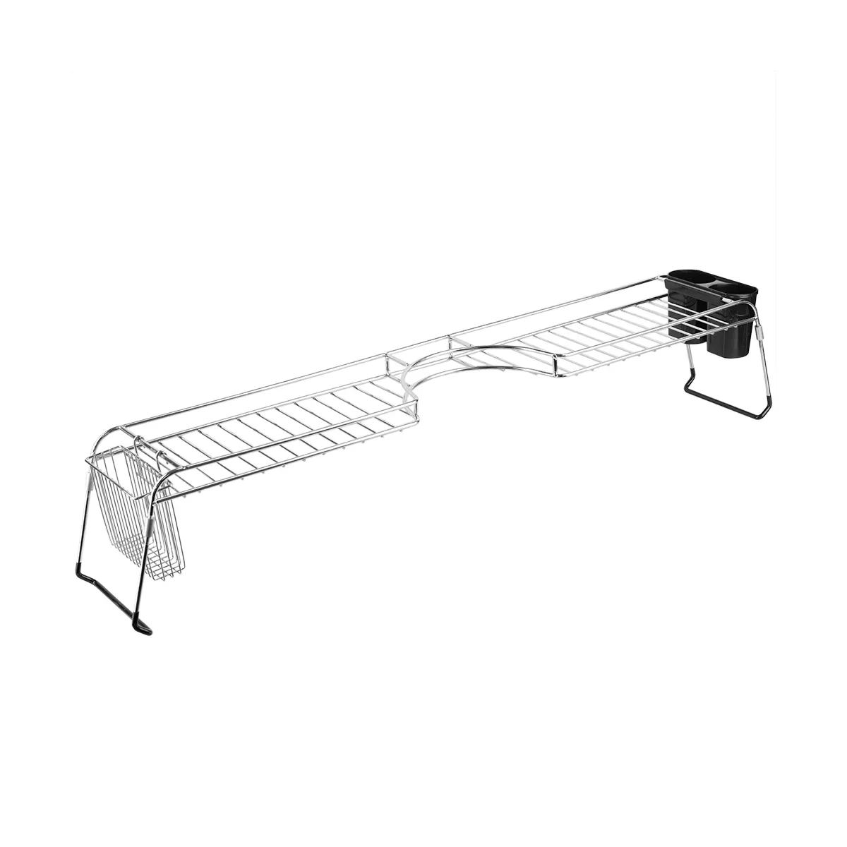 Home Basics Chrome Plated Steel Faucet Spacer Over the Sink Shelf with Cutlery Holder
