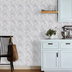 Marble Herringbone Tile Peel & Stick Wallpaper Gray - Threshold™